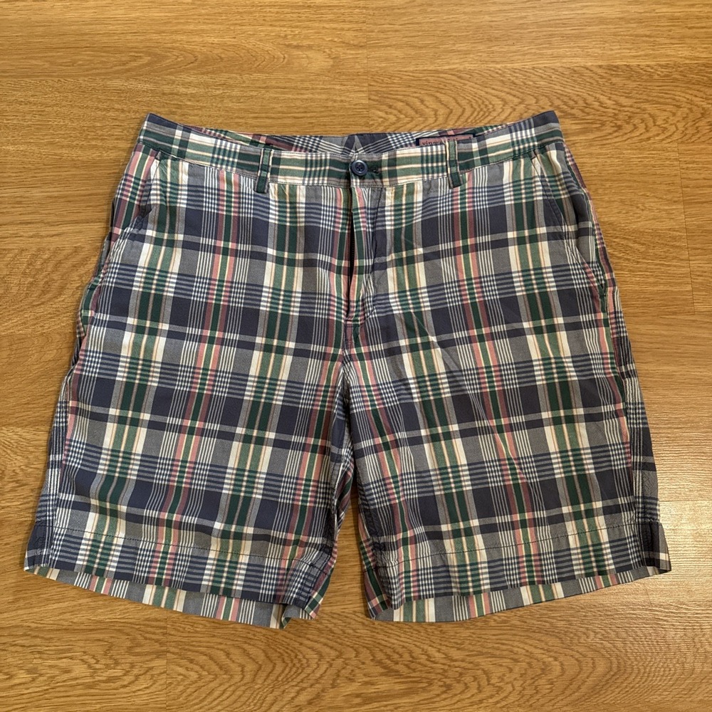 Vineyard Vines Island Shorts Mens 36 (Act 35)‎ Multicolor Plaid Flat Front Chino